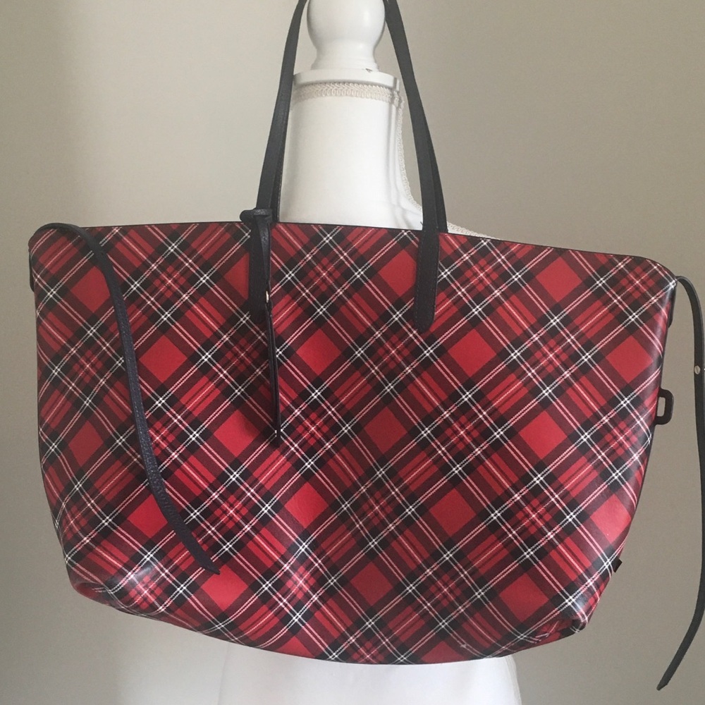 Red Plaid Tote Bag
